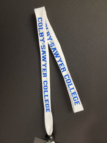 Wide Lanyard White with Royal Print